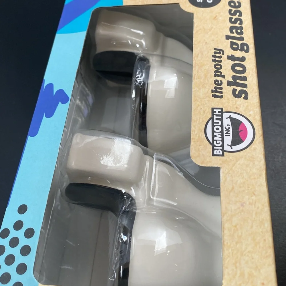 The Potty shot glasses Big Mouth Inc set of 2 1.5oz toilet shaped ceramic shots